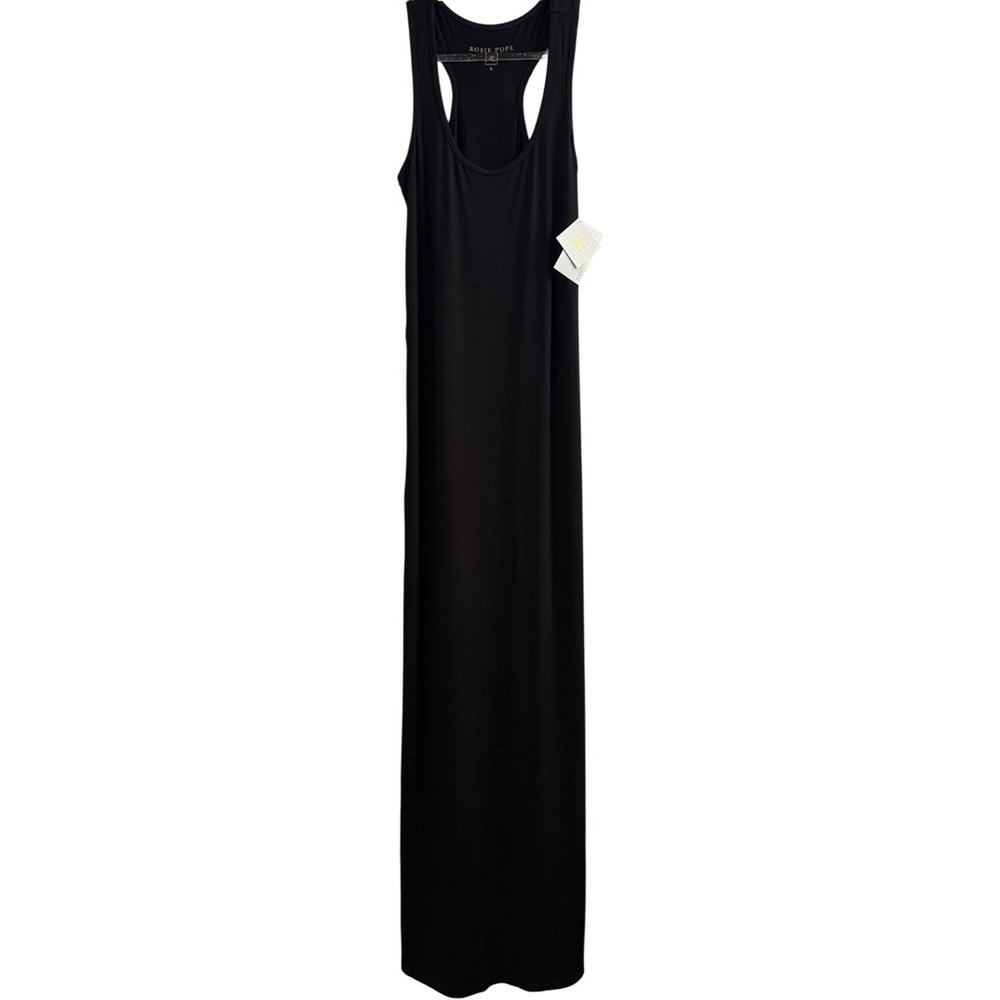 NWT‎ Rosie Pope Black Racerback Maternity Long Maxi Dress Size Small